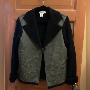 Coldwater Creek Black and Green Textured Jacket